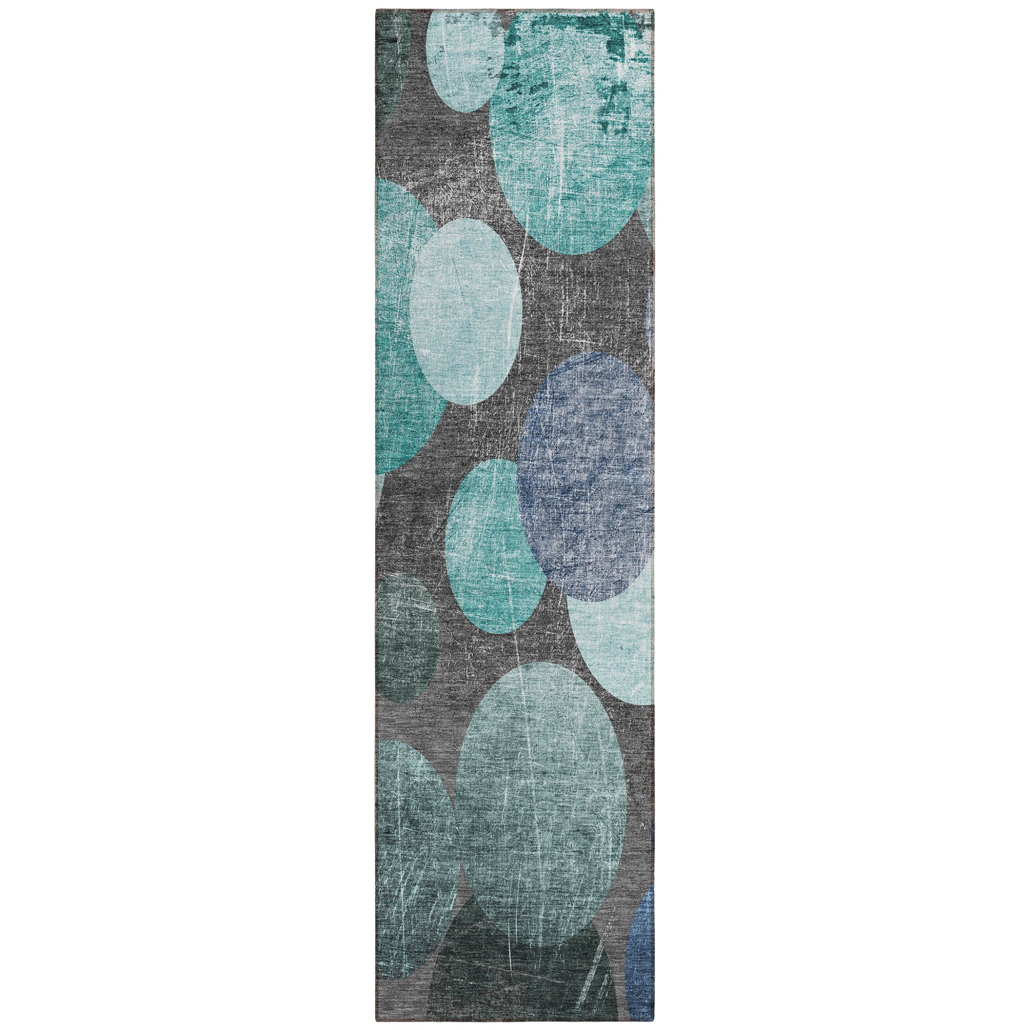 8 Runner Gray Blue and Purple Abstract Washable Non Skid Indoor Outdoor Runner Rug