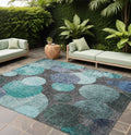 10 X 14 Gray Blue and Purple Abstract Washable Non Skid Indoor Outdoor Area Rug