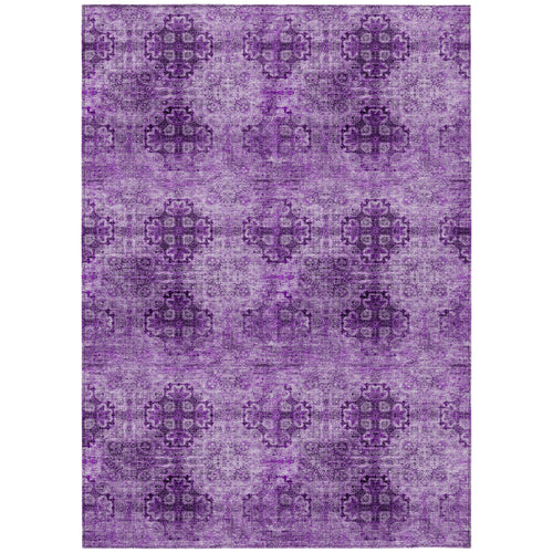 2 X 3 Eggplant Floral Medallion Washable Non Skid Indoor Outdoor Area Rug
