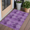 3 X 5 Eggplant Floral Medallion Washable Non Skid Indoor Outdoor Area Rug