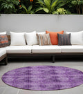 8 Round Eggplant Round Floral Medallion Washable Non Skid Indoor Outdoor Area Rug