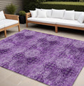 10 X 14 Eggplant Floral Medallion Washable Non Skid Indoor Outdoor Area Rug