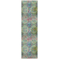 8 Runner Blue and Green Floral Medallion Washable Non Skid Indoor Outdoor Runner Rug