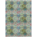 10 X 14 Blue and Green Floral Medallion Washable Non Skid Indoor Outdoor Area Rug
