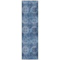 8 Runner Navy Blue Floral Medallion Washable Non Skid Indoor Outdoor Runner Rug