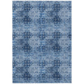 9 X 12 Navy Blue Floral Medallion Washable Non Skid Indoor Outdoor Area Rug