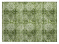 2 X 3 Olive Green Floral Medallion Washable Non Skid Indoor Outdoor Area Rug