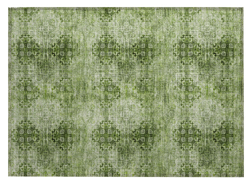 2 X 3 Olive Green Floral Medallion Washable Non Skid Indoor Outdoor Area Rug