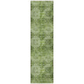 8 Runner Olive Green Floral Medallion Washable Non Skid Indoor Outdoor Runner Rug