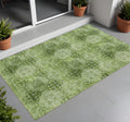 3 X 5 Olive Green Floral Medallion Washable Non Skid Indoor Outdoor Area Rug