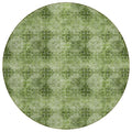 8 Round Olive Green Round Floral Medallion Washable Non Skid Indoor Outdoor Area Rug