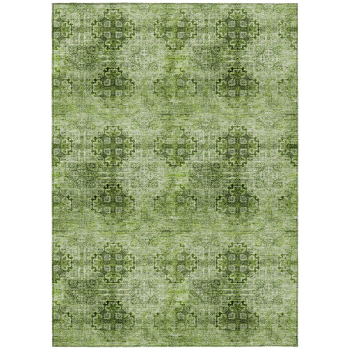 10 X 14 Olive Green Floral Medallion Washable Non Skid Indoor Outdoor Area Rug