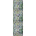 8 Runner Purple and Green Floral Medallion Washable Non Skid Indoor Outdoor Runner Rug