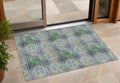 3 X 5 Purple and Green Floral Medallion Washable Non Skid Indoor Outdoor Area Rug