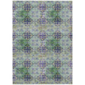 5 X 8 Purple and Green Floral Medallion Washable Non Skid Indoor Outdoor Area Rug
