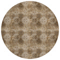 8 Round Taupe Round Floral Medallion Washable Non Skid Indoor Outdoor Area Rug