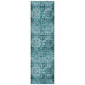 8 Runner Teal Floral Medallion Washable Non Skid Indoor Outdoor Runner Rug