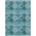 8 X 10 Teal Floral Medallion Washable Non Skid Indoor Outdoor Area Rug