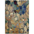 5 X 8 Beige and Blue Floral Washable Non Skid Indoor Outdoor Area Rug