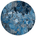 8 Round Blue and Gray Round Floral Washable Non Skid Indoor Outdoor Area Rug