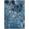 8 X 10 Blue and Gray Floral Washable Non Skid Indoor Outdoor Area Rug