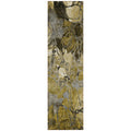 8 Runner Green and Brown Floral Washable Non Skid Indoor Outdoor Runner Rug