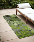 8 Runner Fern Green and Gray Floral Washable Non Skid Indoor Outdoor Runner Rug