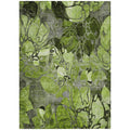 5 X 8 Fern Green and Gray Floral Washable Non Skid Indoor Outdoor Area Rug