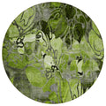 8 Round Fern Green and Gray Round Floral Washable Non Skid Indoor Outdoor Area Rug