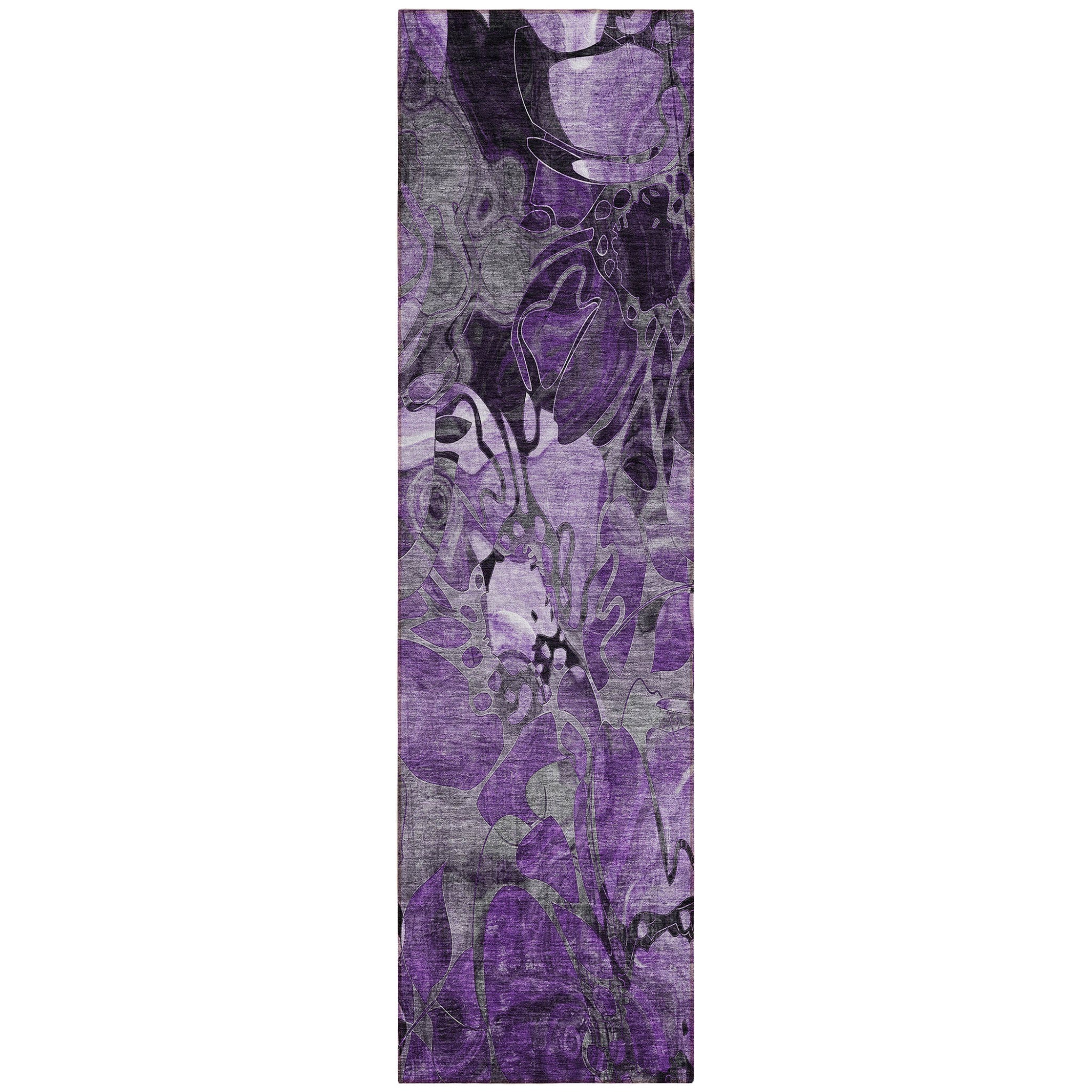 8 Runner Purple Floral Washable Non Skid Indoor Outdoor Runner Rug