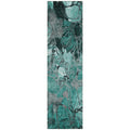 8 Runner Teal Black and Gray Floral Washable Non Skid Indoor Outdoor Runner Rug