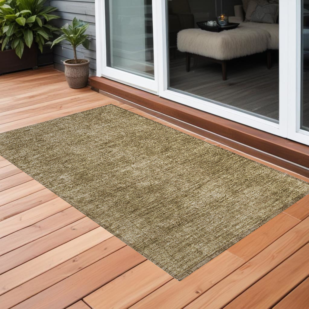 3 X 5 Tan Abstract Washable Non Skid Indoor Outdoor Area Rug