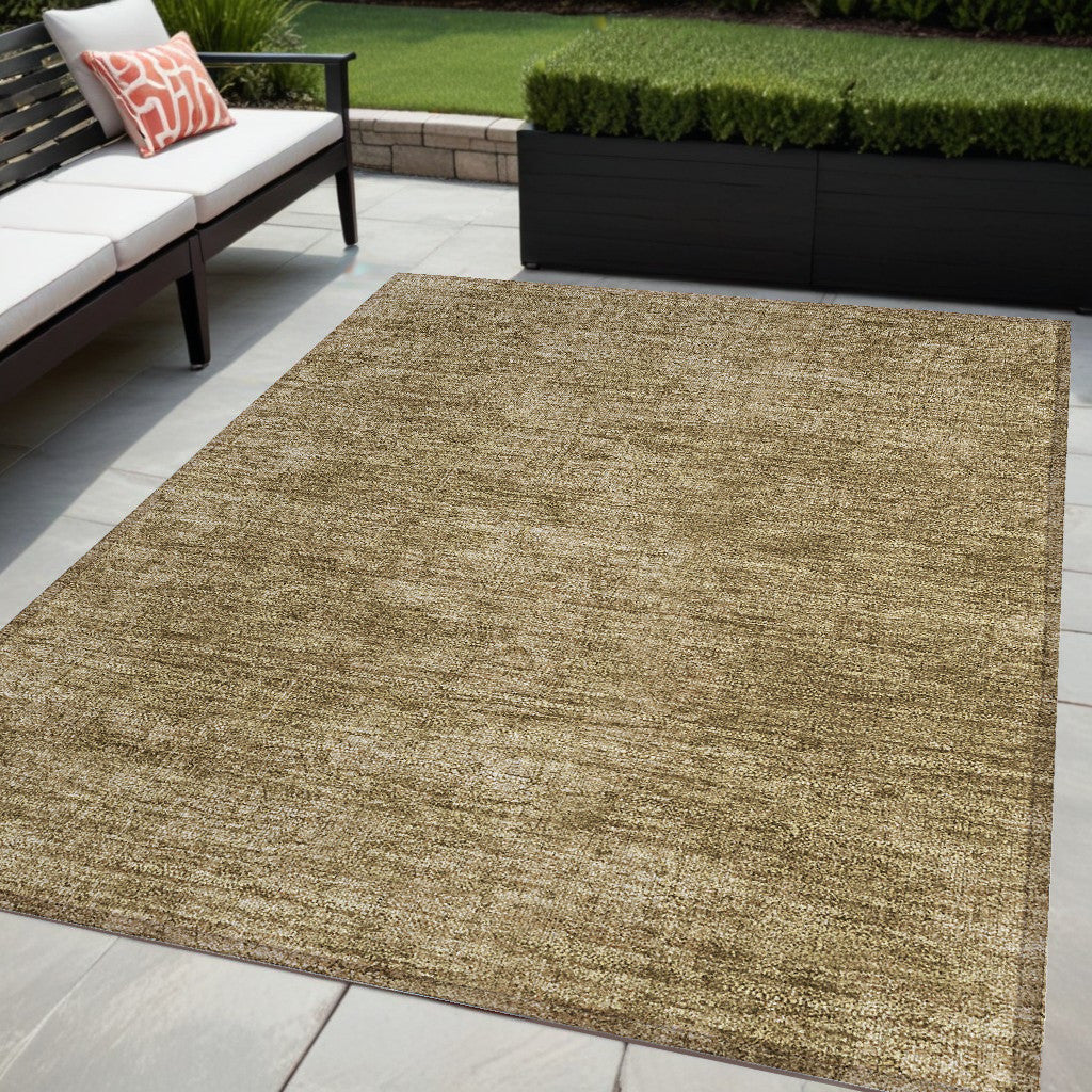 5 X 8 Tan Abstract Washable Non Skid Indoor Outdoor Area Rug