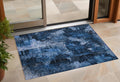 3 X 5 Navy Blue Floral Washable Non Skid Indoor Outdoor Area Rug