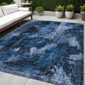 5 X 8 Navy Blue Floral Washable Non Skid Indoor Outdoor Area Rug
