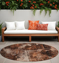 8 Round Orange Round Floral Washable Non Skid Indoor Outdoor Area Rug