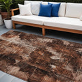9 X 12 Orange Floral Washable Non Skid Indoor Outdoor Area Rug