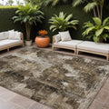 9 X 12 Taupe Floral Washable Non Skid Indoor Outdoor Area Rug