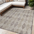 5 X 8 Beige Taupe and Brown Geometric Washable Non Skid Indoor Outdoor Area Rug
