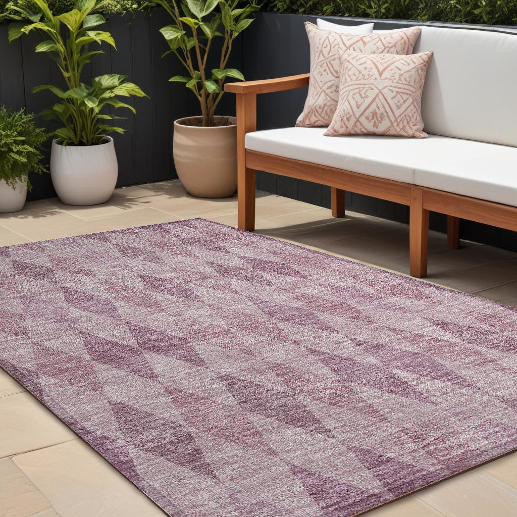 10 X 14 Blush Geometric Washable Non Skid Indoor Outdoor Area Rug