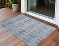 3 X 5 Denim Blue Geometric Washable Non Skid Indoor Outdoor Area Rug