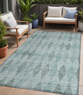 5 X 8 Teal Geometric Washable Non Skid Indoor Outdoor Area Rug