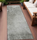 8 Runner Gray and Off White Abstract Washable Non Skid Indoor Outdoor Runner Rug