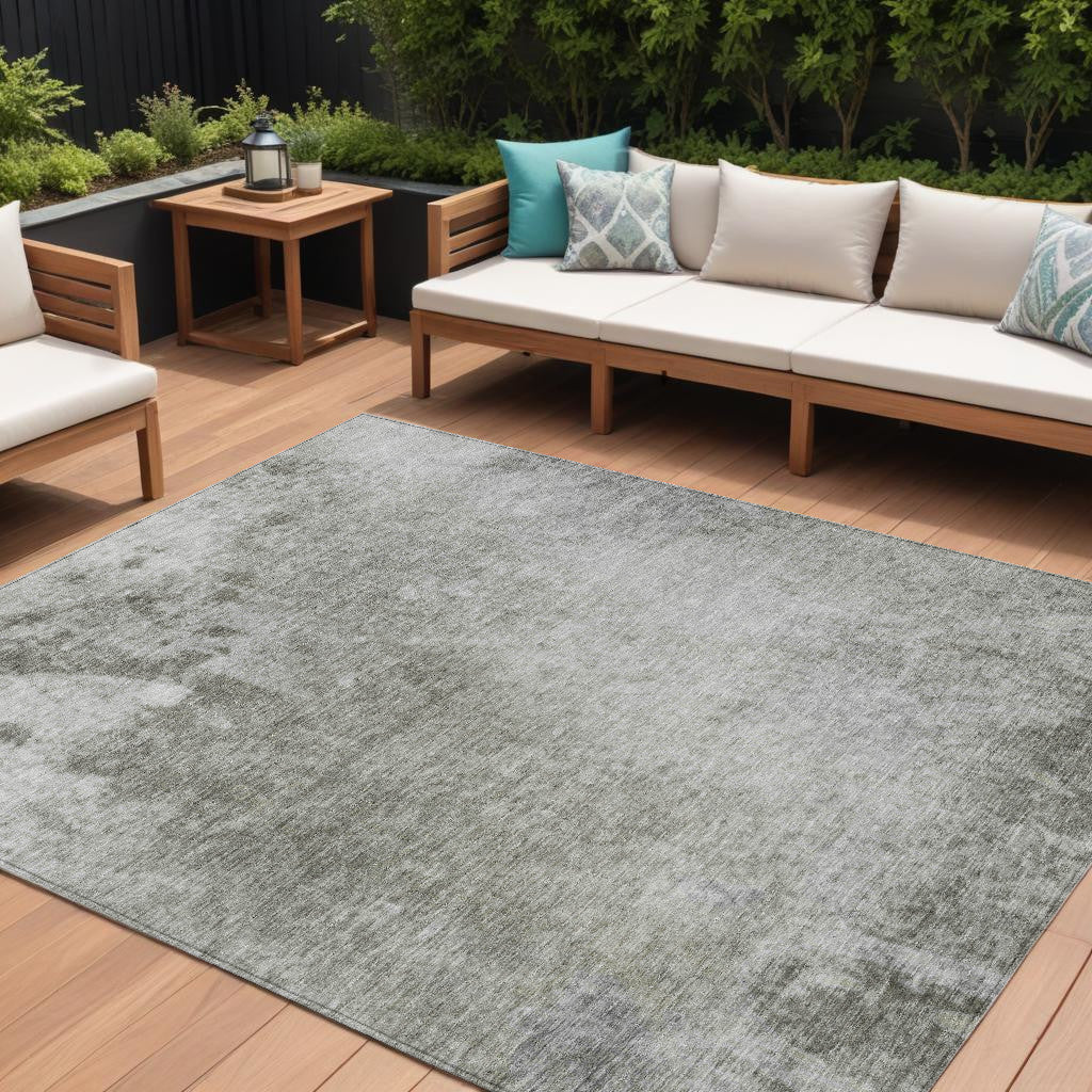 9 X 12 Gray and Off White Abstract Washable Non Skid Indoor Outdoor Area Rug