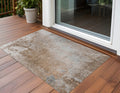 3 X 5 Brown and Off White Abstract Washable Non Skid Indoor Outdoor Area Rug