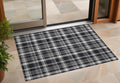 2 X 3 Black Gray and White Plaid Washable Non Skid Indoor Outdoor Area Rug