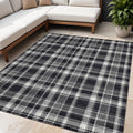 5 X 8 Black Gray and White Plaid Washable Non Skid Indoor Outdoor Area Rug
