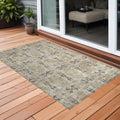 2 X 3 Beige and Gray Floral Medallion Washable Non Skid Indoor Outdoor Area Rug