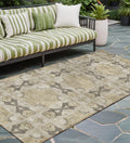 8 Runner Beige and Gray Floral Medallion Washable Non Skid Indoor Outdoor Runner Rug