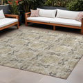 9 X 12 Beige and Gray Floral Medallion Washable Non Skid Indoor Outdoor Area Rug